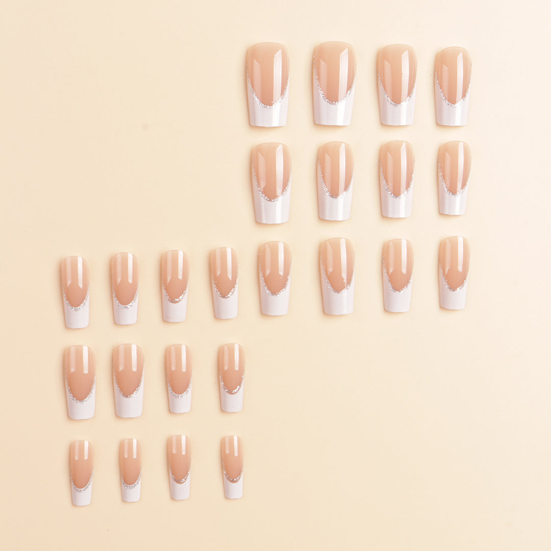 Decorative French Tip Press-On Nail Set Bowlift