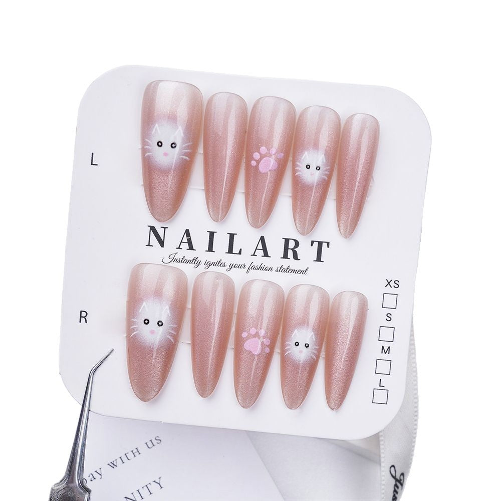Whimsical Cat-Themed Press-On Nail Set Bowlift