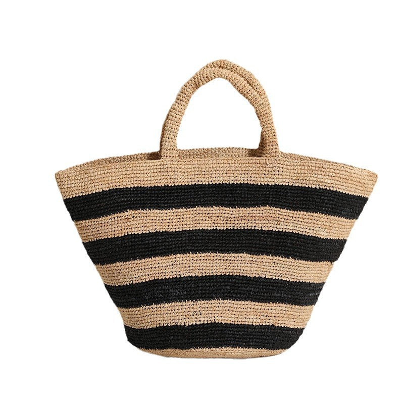 Braided beach bag with modern striped pattern Bowlift