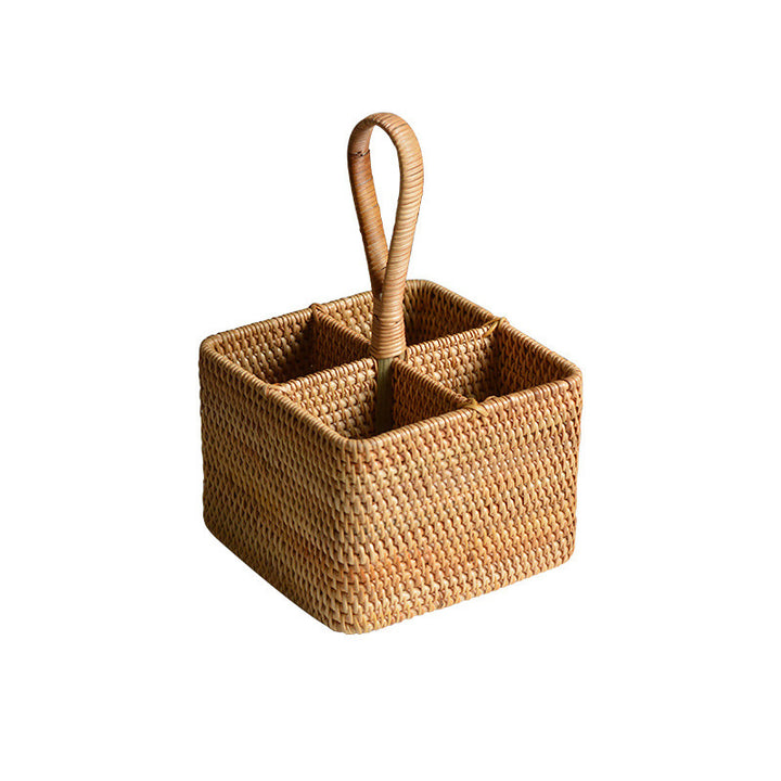 Women's round storage basket made of woven natural material Bowlift