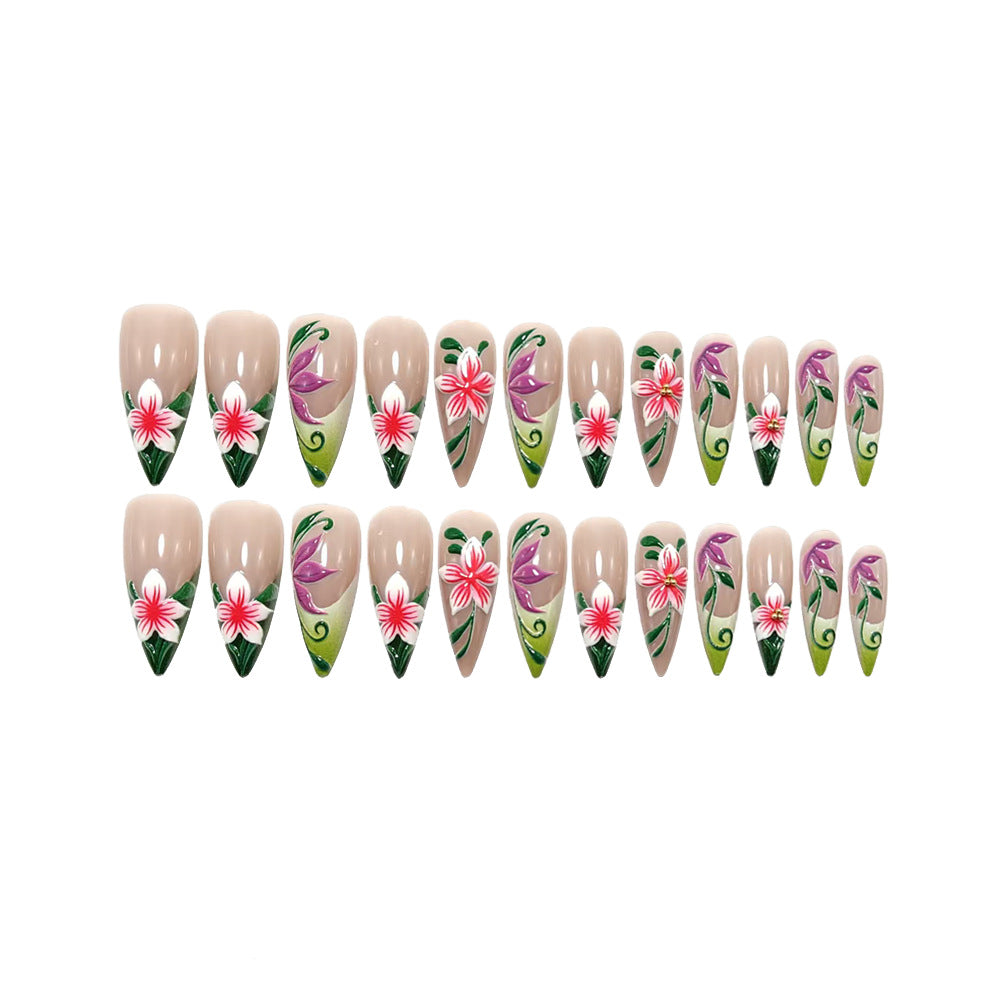 Artificial nails with exquisite floral pattern Bowlift