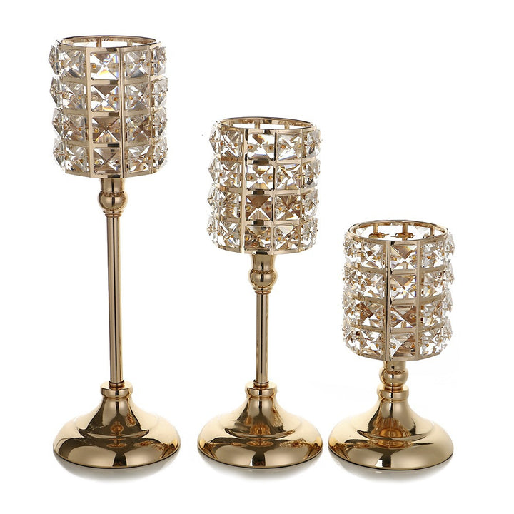 Crystal Embellished Metal Tealight Holder with Tall Pedestal Base Bowlift
