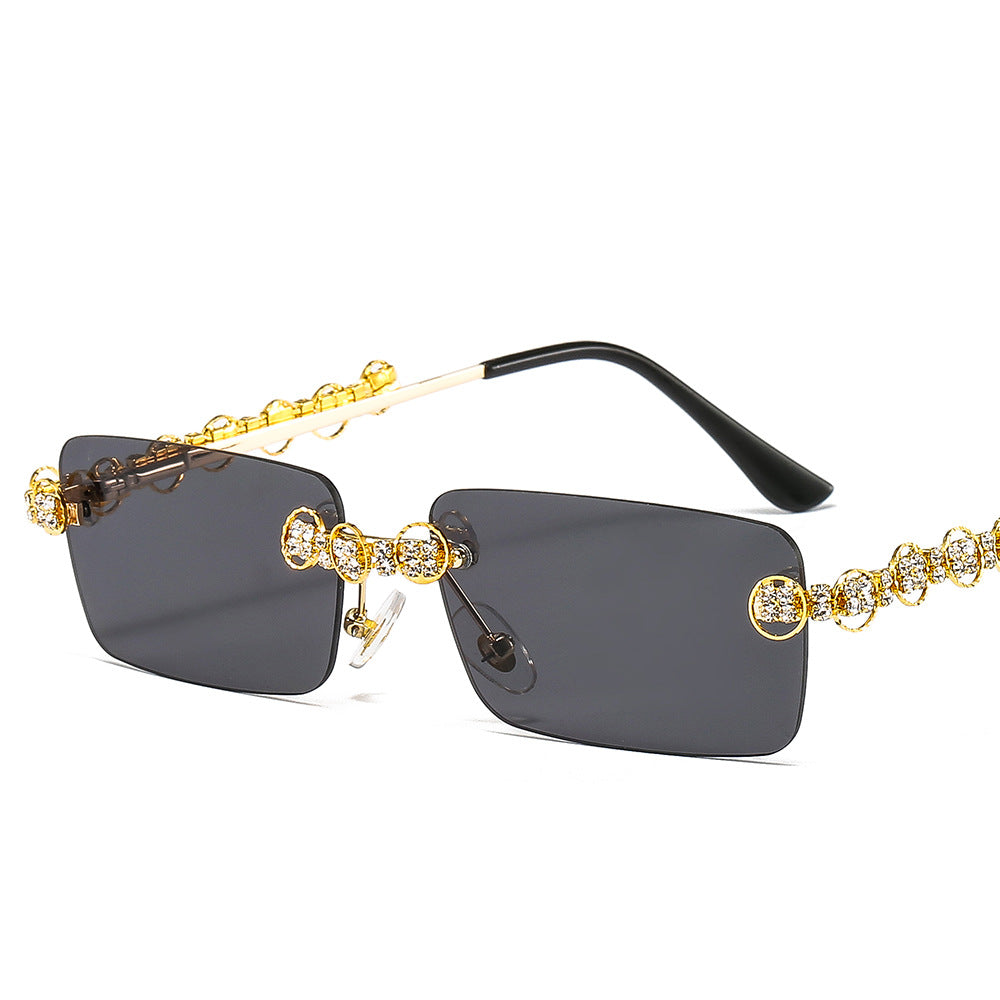 Women's designer sunglasses with sparkling frame and rectangular lenses Bowlift