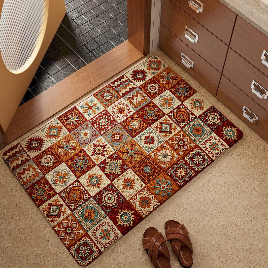 Vintage Floral Patterned Entryway Mat