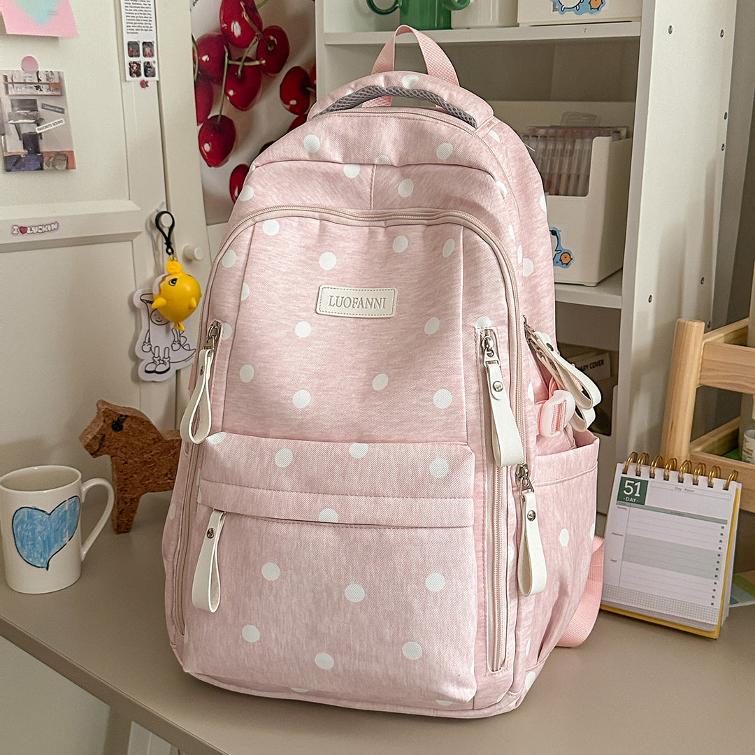 Stylish Polka Dot Patterned Backpack Bowlift