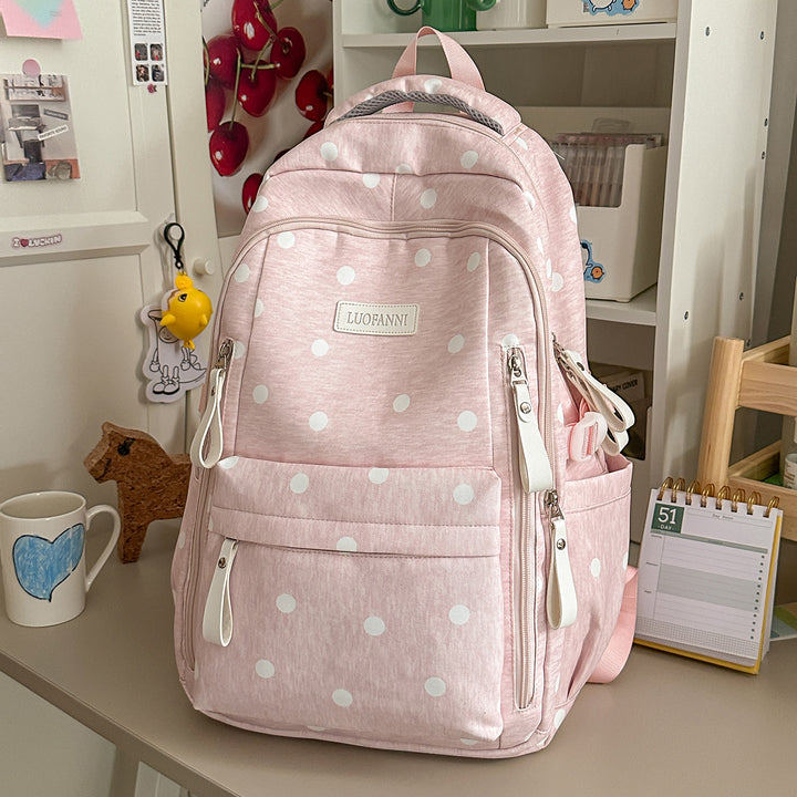 Stylish Polka Dot Patterned Backpack Bowlift