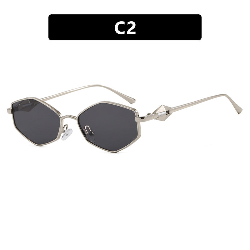 Women's geometric sunglasses with protective UV filter and high-end metal frame Bowlift