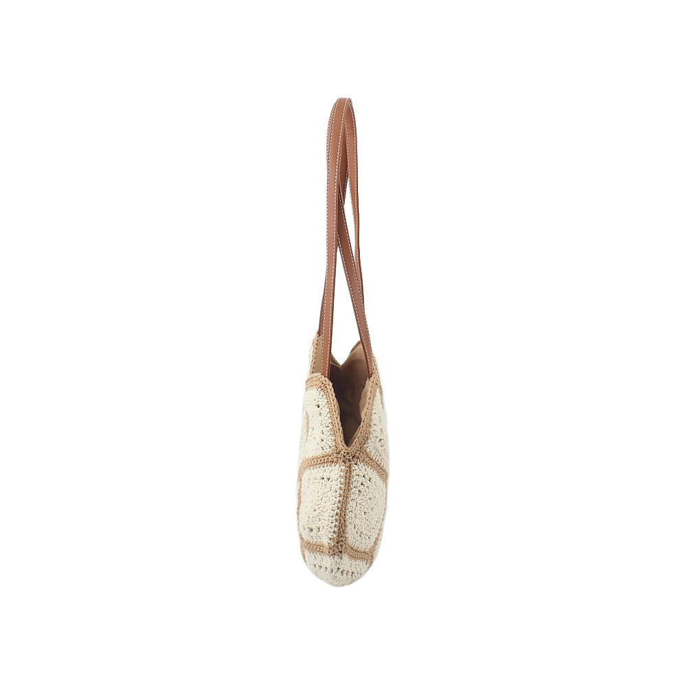 Crochet bag with elegant leather accent Bowlift
