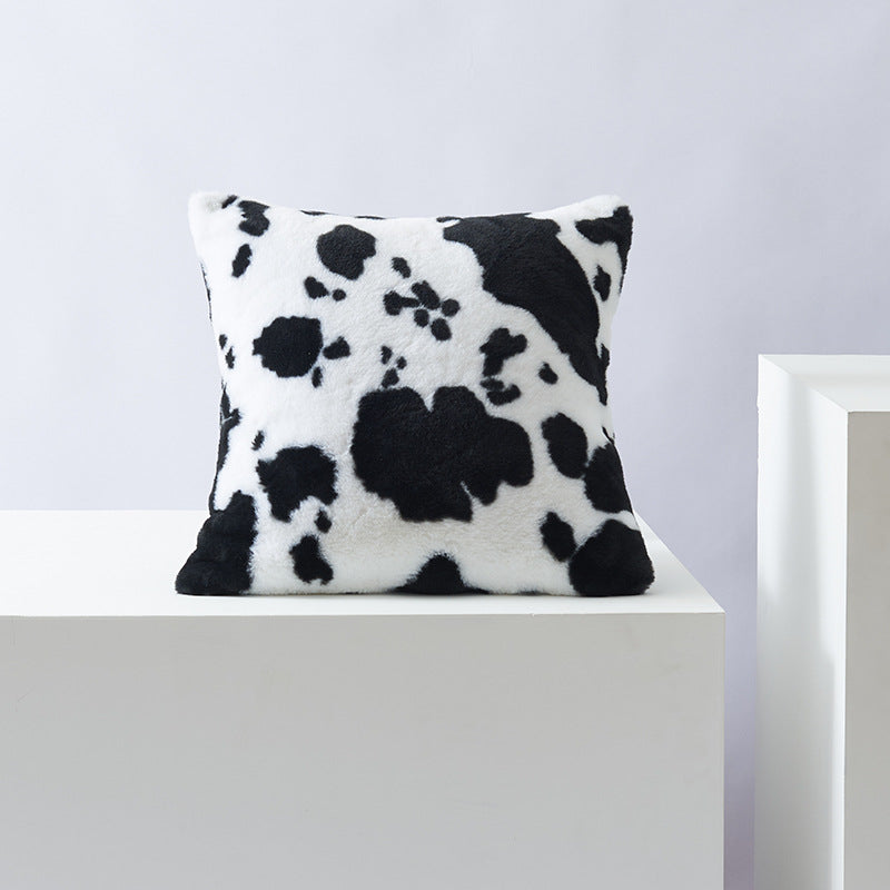 Plush Cow Print Throw Pillow