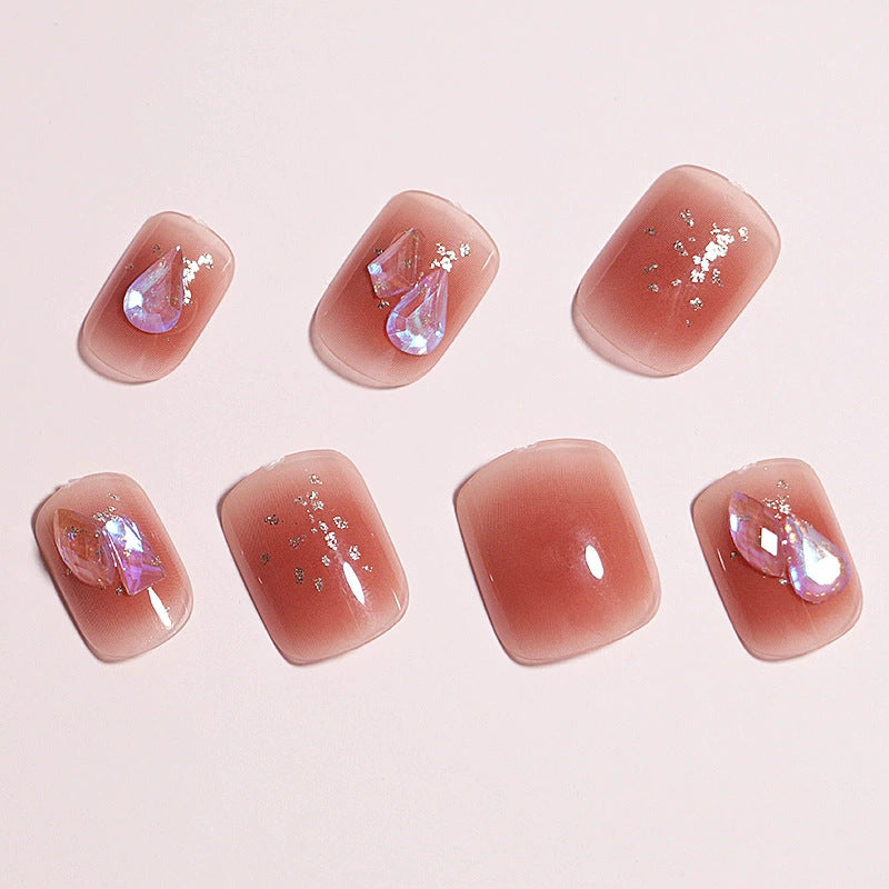 Artistic Nail Design Press-On Set with Crystal Accents Bowlift