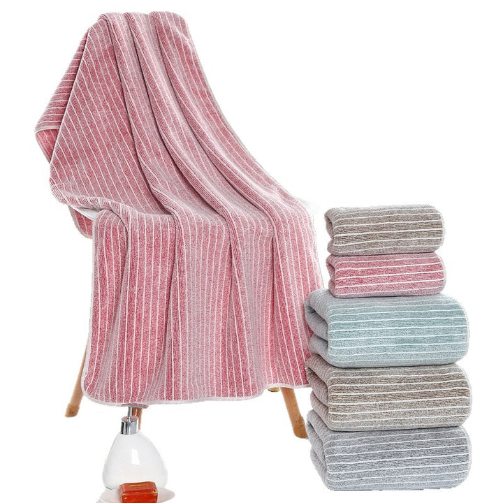 Terry Towel Set With Luxurious Striped Pattern Bowlift
