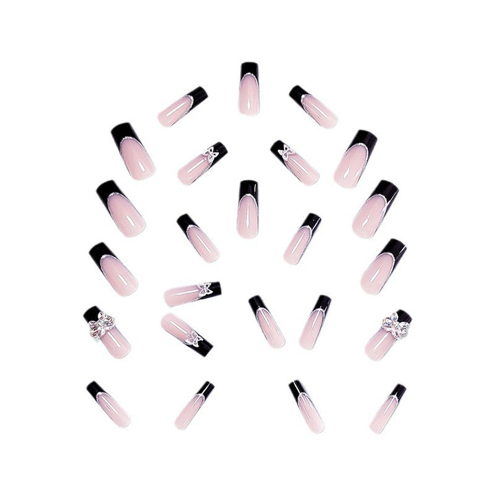 Glamorous artificial nails with rhinestone and butterfly elements Bowlift