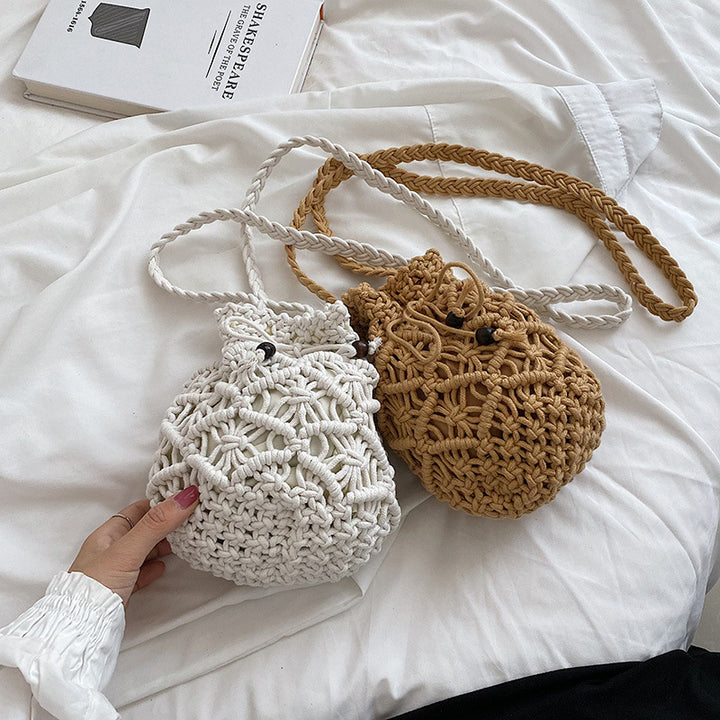 Macrame Messenger Bag with Decorative Pattern Bowlift