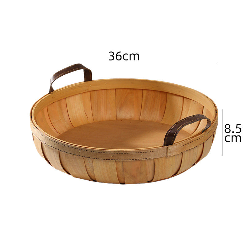 Handcrafted Oval Serving Tray with Leather Handles Bowlift