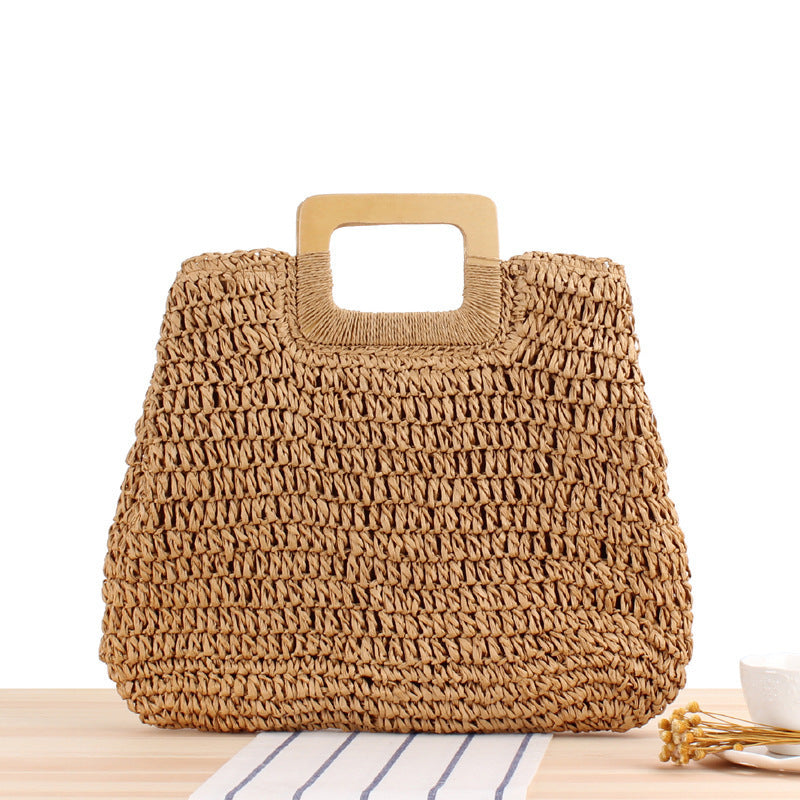 Handcrafted basket bag with modern wooden handle Bowlift