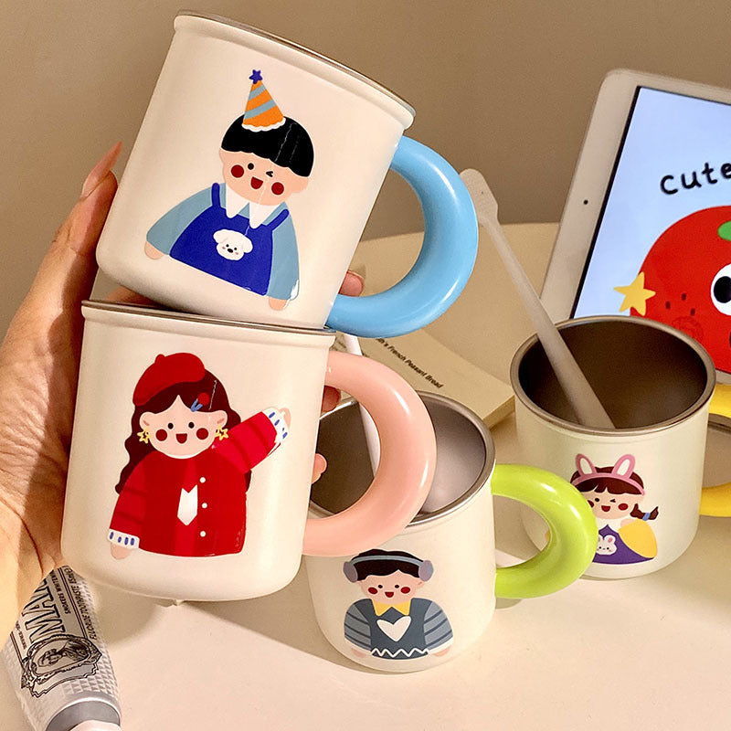 Stainless Steel Coffee Mug with Cheerful Children's Design Bowlift