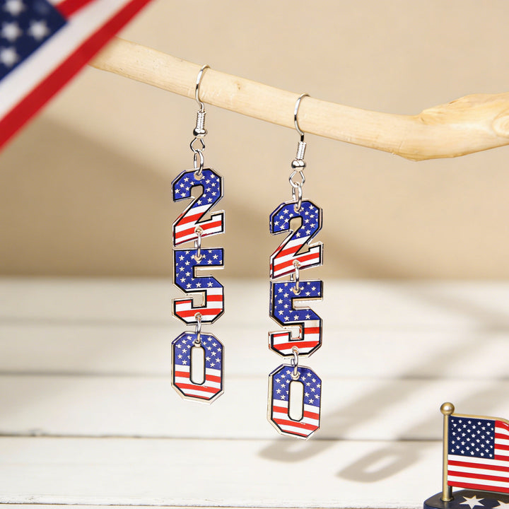 Women's nan patriotic bow dangle acrylic earrings with gold plated hooks and lightweight charm Bowlift