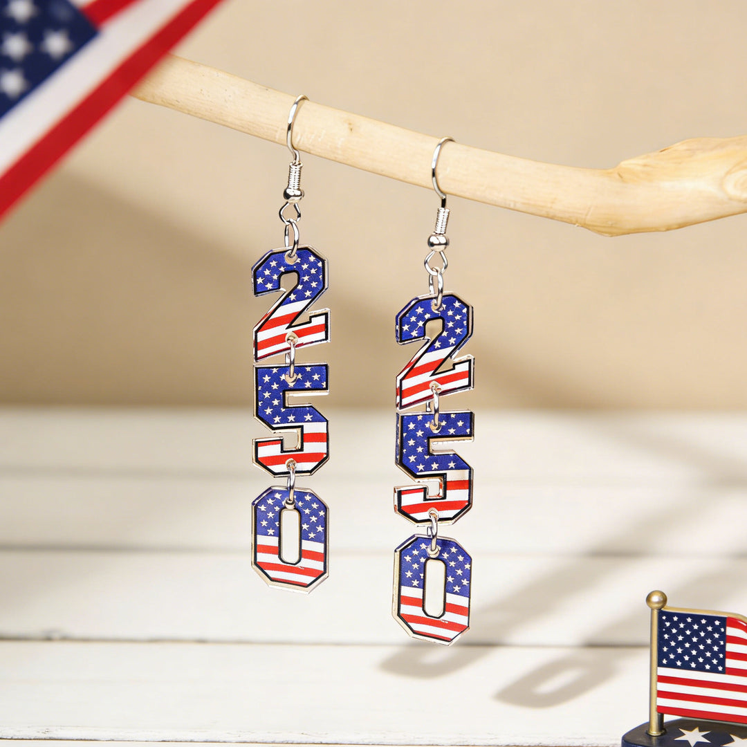 Women's eye-catching statement earrings made of acrylic with patriotic bow pendant Bowlift