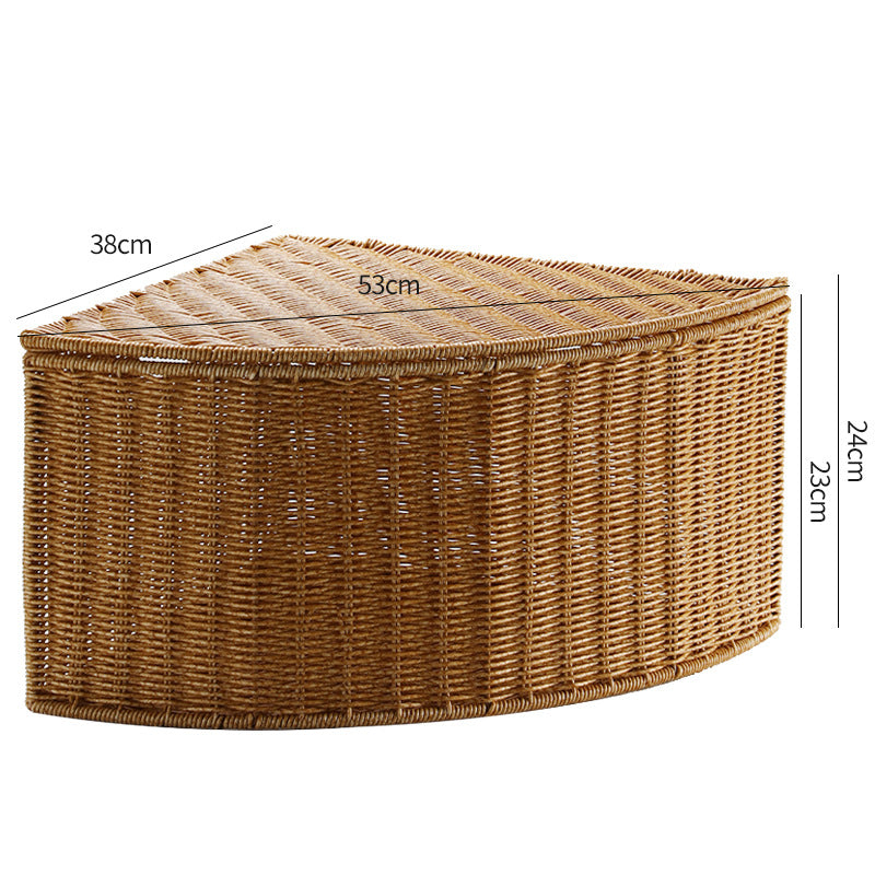 Corner Woven Storage Basket with Lid Bowlift