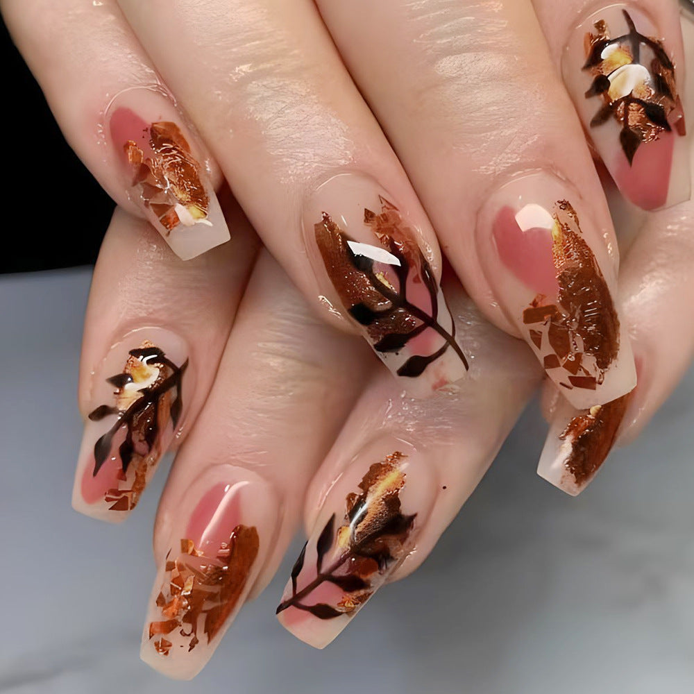 Artistic Autumn Leaf Press-On Nails Bowlift