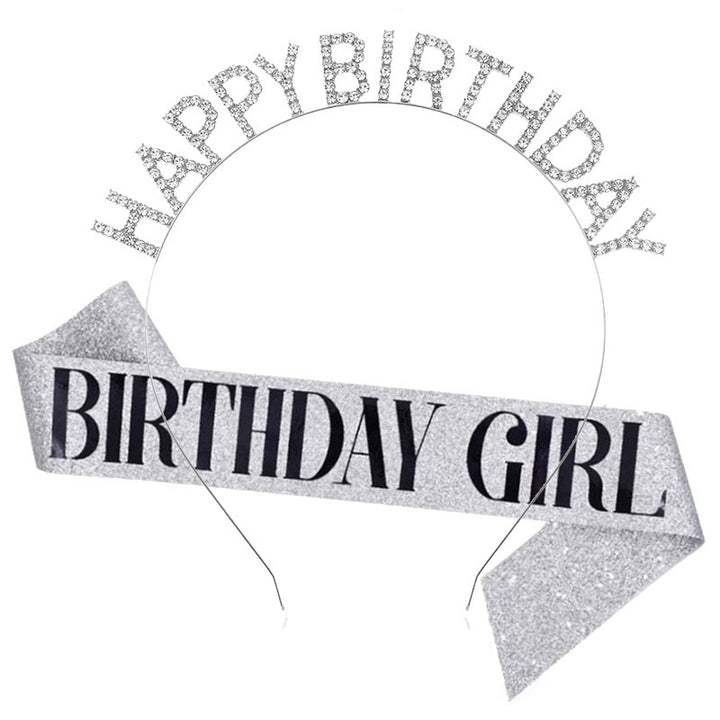 Ladies Glitter Headband with "Happy Birthday" Inscription Bowlift
