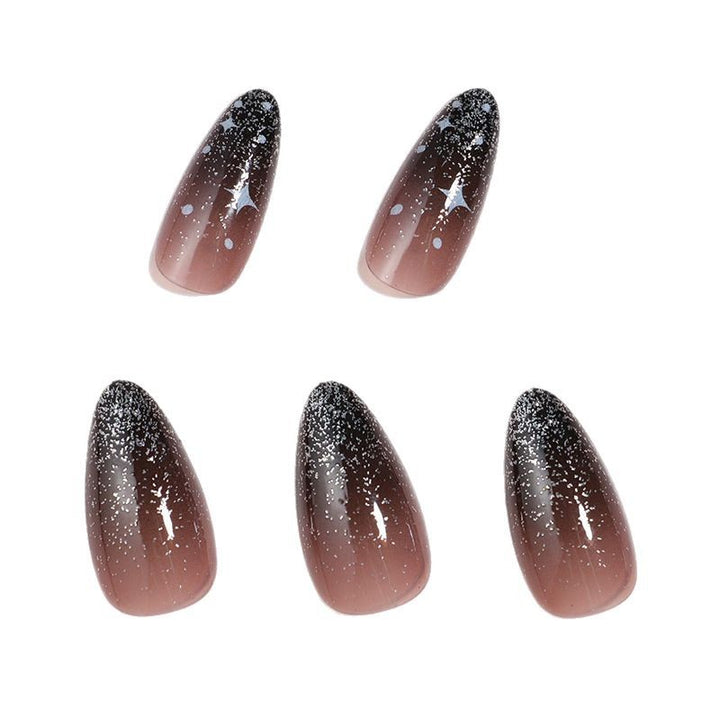 Artistic Ombre Press-On Nail Set with Celestial Design Bowlift