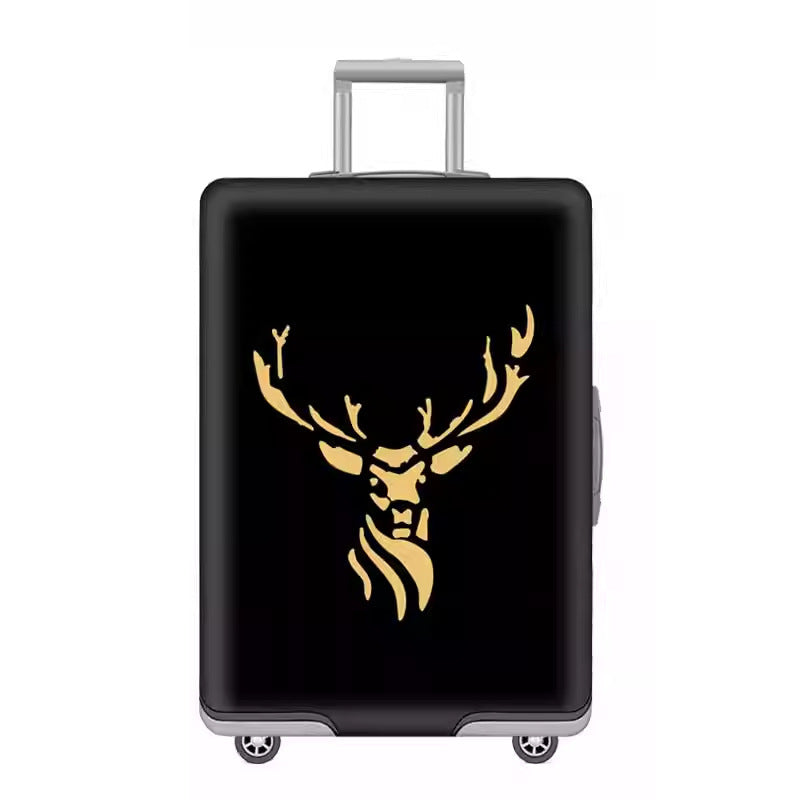 Unisex nan elastic motif suitcase cover made of stretchable polyester with handle and wheel openings Bowlift