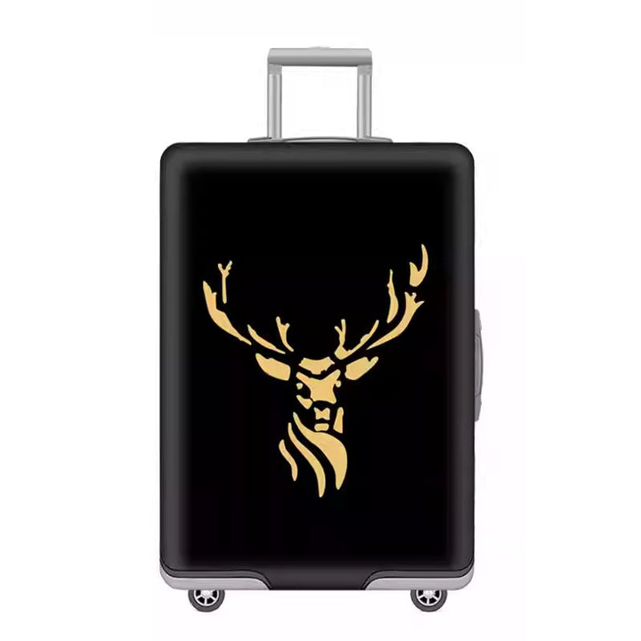 Unisex nan elastic motif suitcase cover made of stretchable polyester with handle and wheel openings Bowlift