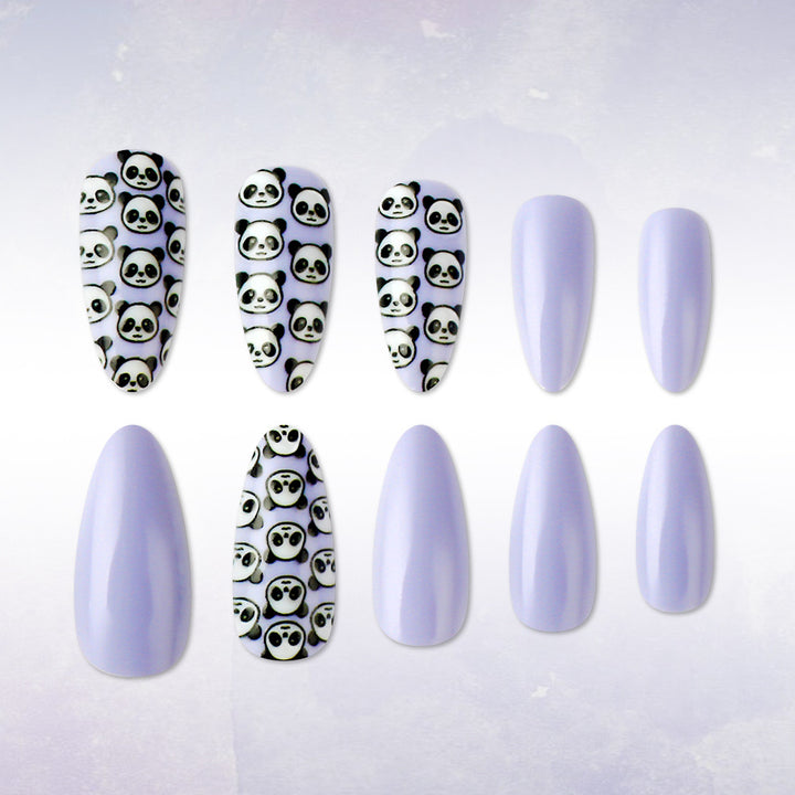Artistic Panda-Themed Press-On Nail Set Bowlift