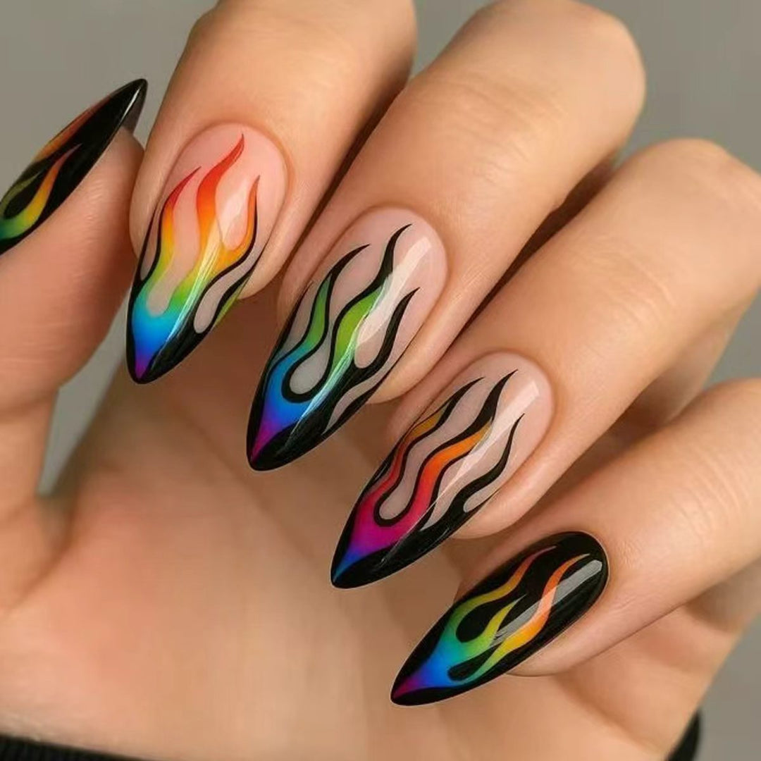 Creative Art Nails with Eye-Catching Flame Design Bowlift