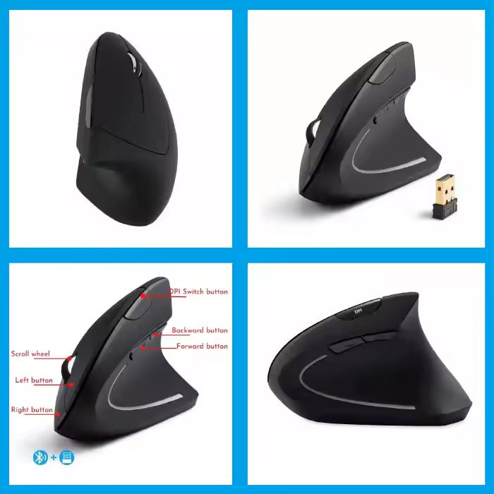 Ergonomic Vertical Wireless Mouse Bowlift