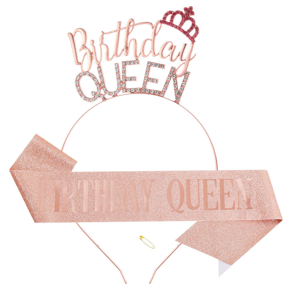 Ladies Glitter Headband with "Birthday Queen" lettering Bowlift