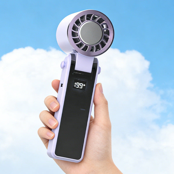 Cooling compact rechargeable handheld precision airflow fan with LED battery indicator and adjustable pivot head Bowlift