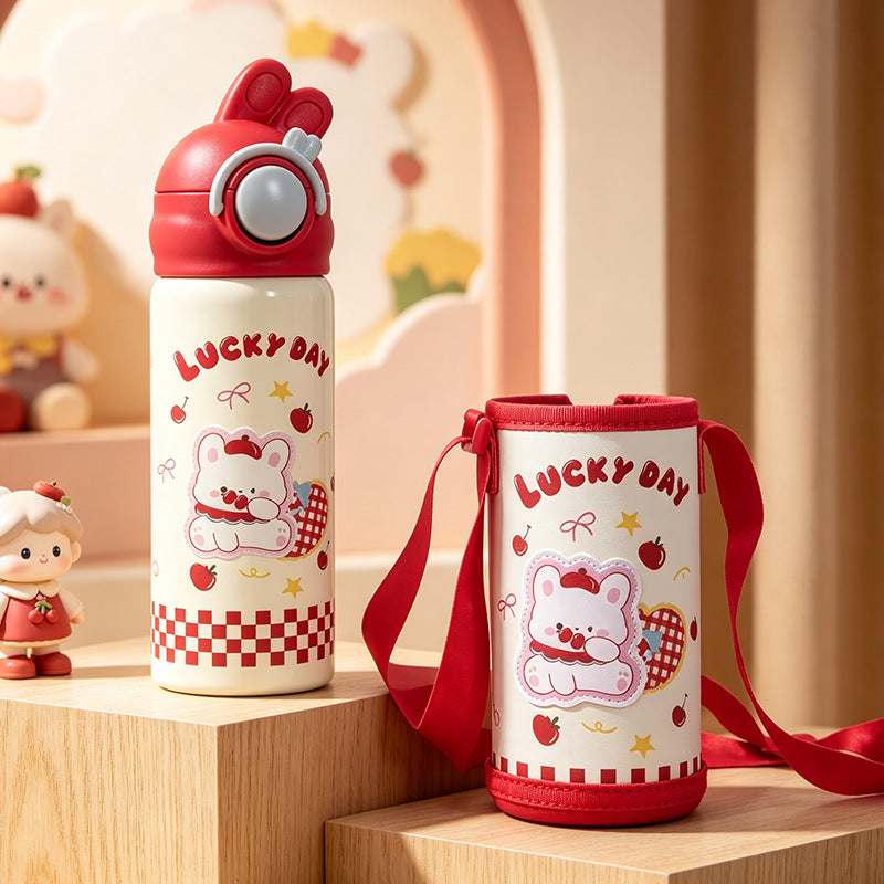 Women's insulated bottle with practical carrying device and playful design Bowlift