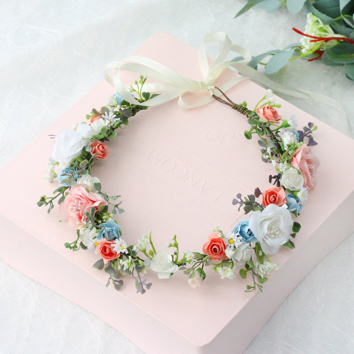 Handmade Romantic Artificial Flower Crown Headband for Bridal and Festival Bowlift