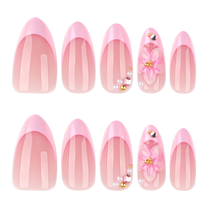 Artful Nail Extensions with Elegant Floral Design Bowlift