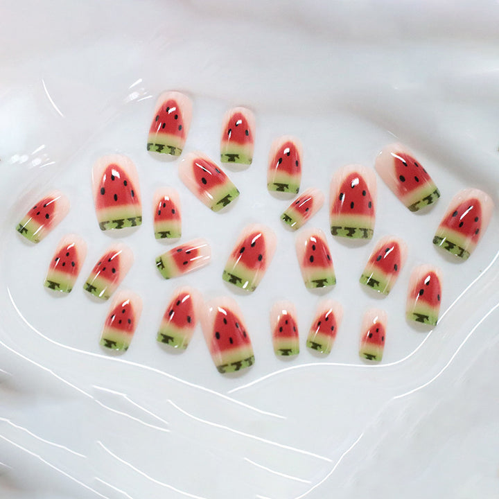 Watermelon-Themed Nail Art Bowlift