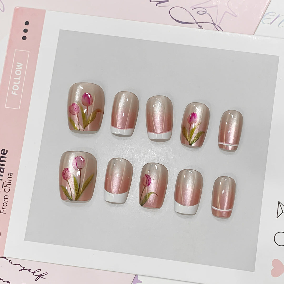 Artful artificial nails with floral accents Bowlift