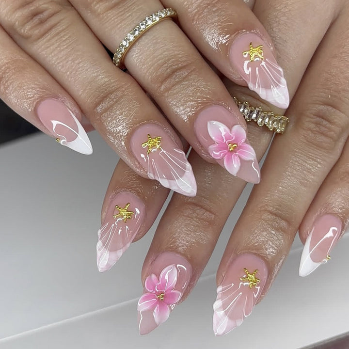 Floral Accent Nail Art Bowlift