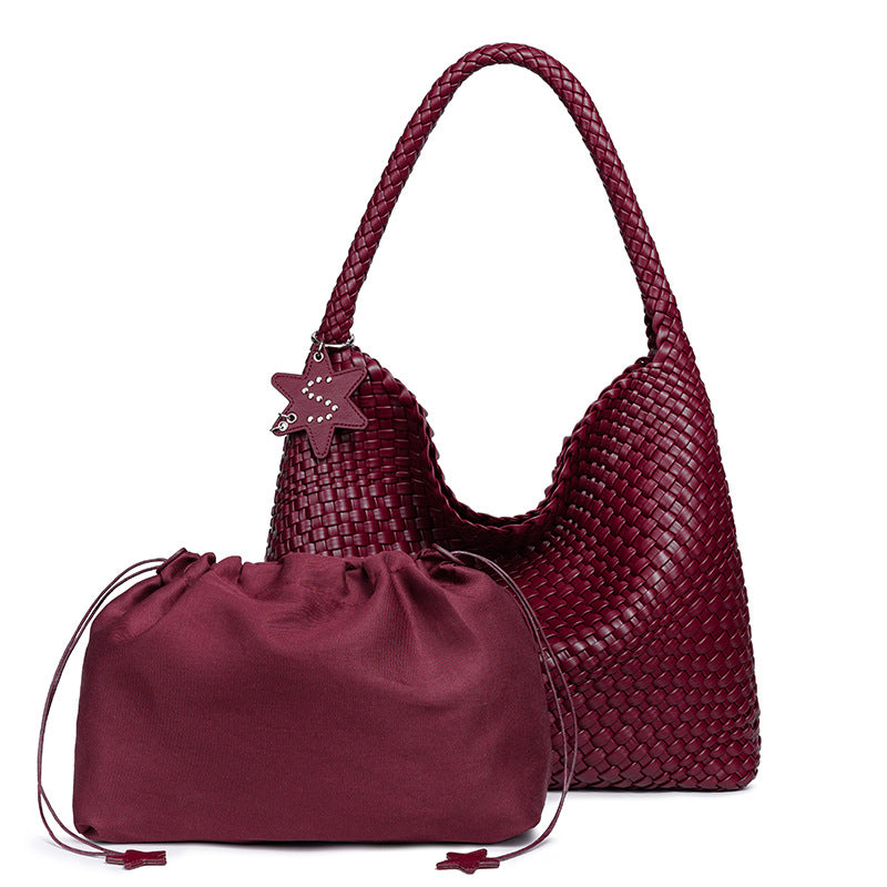 Braided Vegan Leather Hobo Handbag Bowlift