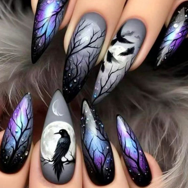 Gothic Enchanted Stiletto Nail Art Extensions Bowlift