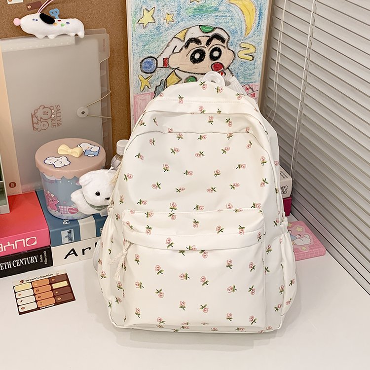 Backpack with Floral Design and Practical Compartments Bowlift