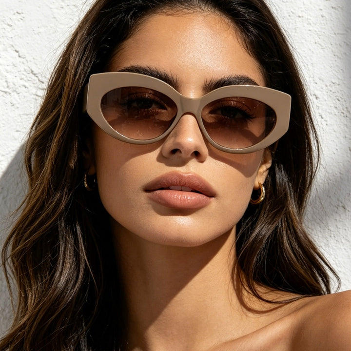 Ladies Cat-Eye Sunglasses with Playful Transparency Design Bowlift