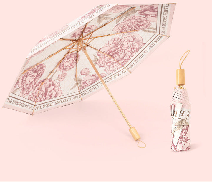 Ladies folding umbrella with floral patterns Bowlift