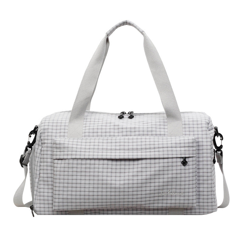 Grid Patterned Travel Duffel Bag Bowlift