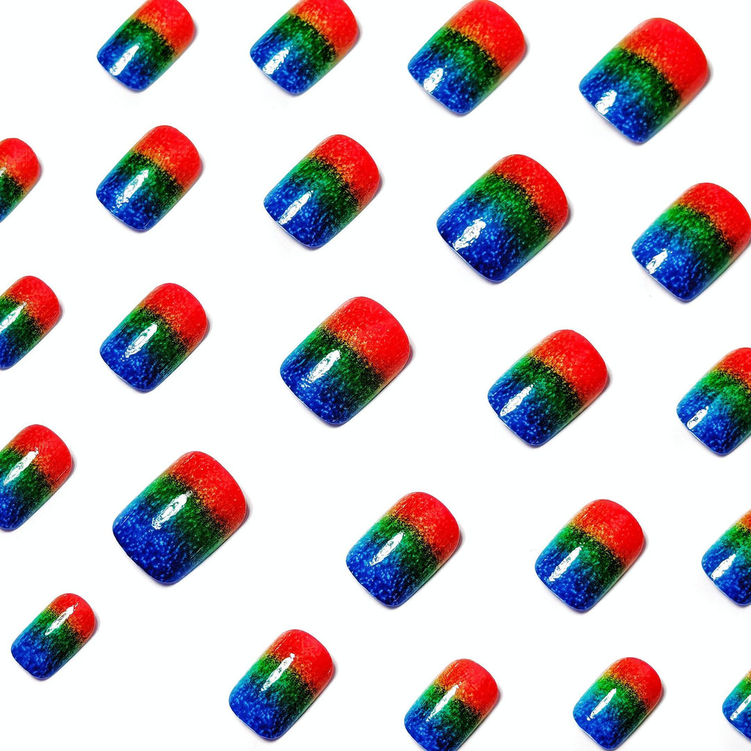 Creative Gradient Colorful Nail Art with Glitter Effects Bowlift
