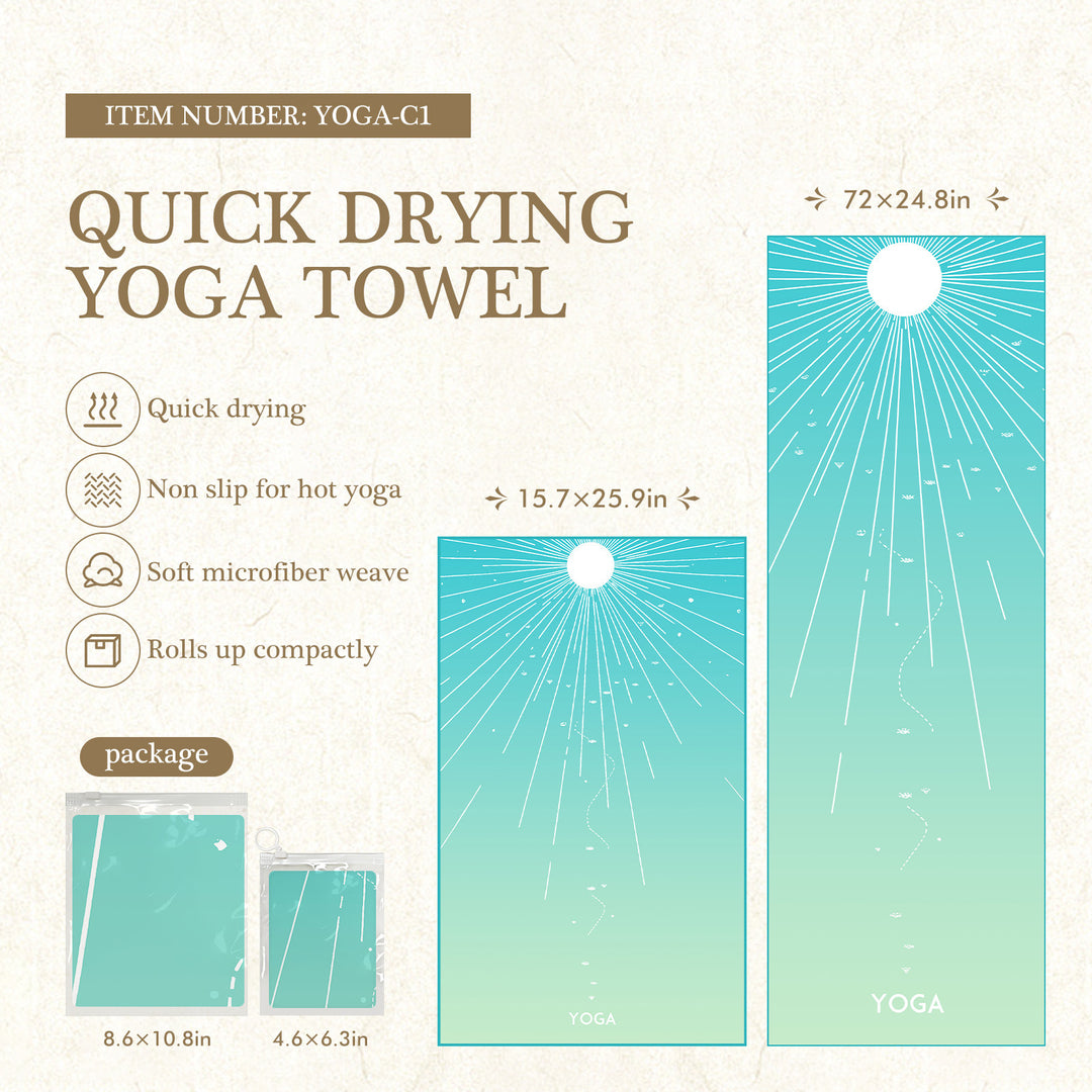 Quick-Drying Non-Slip Microfiber Yoga Towel with Mandala Grip Pattern Bowlift