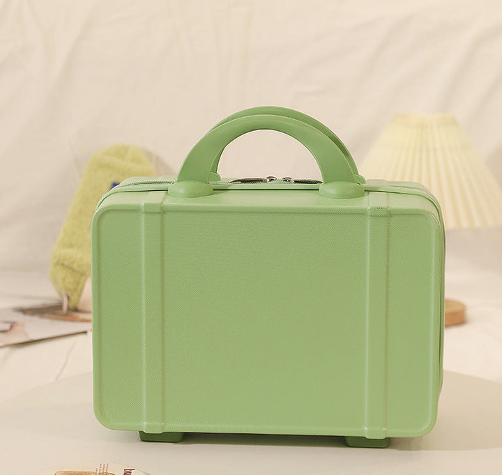 hard-shell travel cosmetic case with double-zip closure top handle and protective feet Bowlift