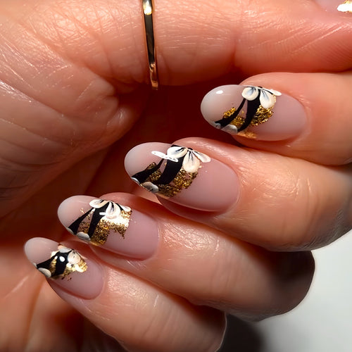 Artistic Floral Gel Press-On Nails Bowlift