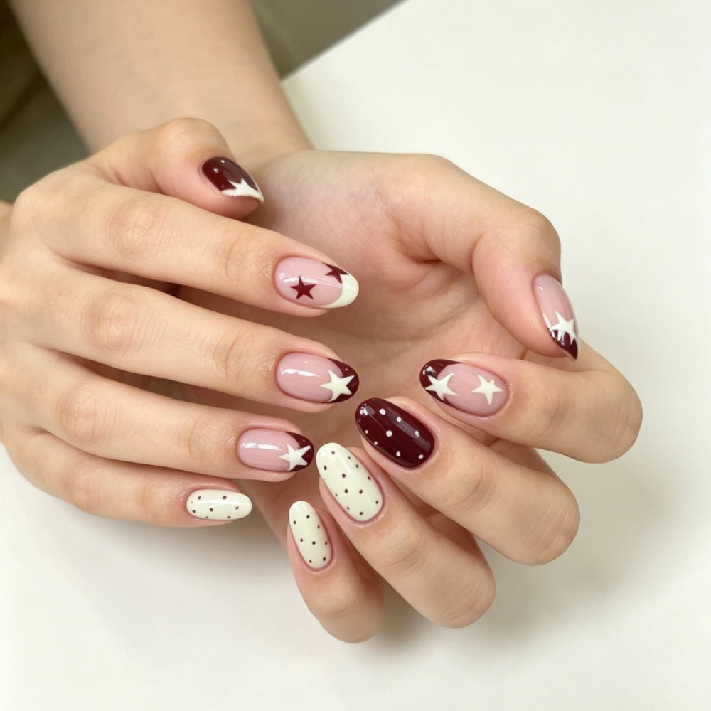 Artistic Star Pattern Press-On Nails Bowlift